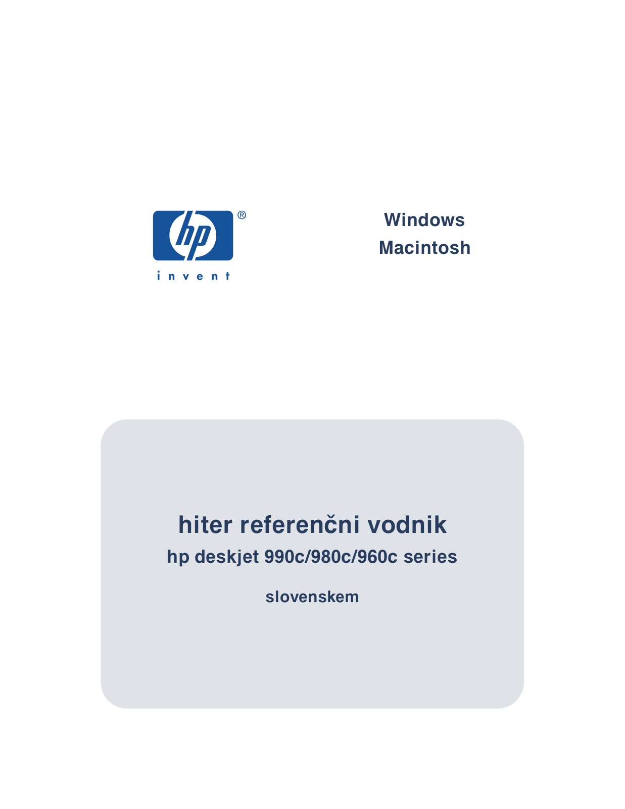 HP Deskjet 990C, Deskjet 980C, Deskjet 960C Quick Reference Guide for Windows and Macintosh