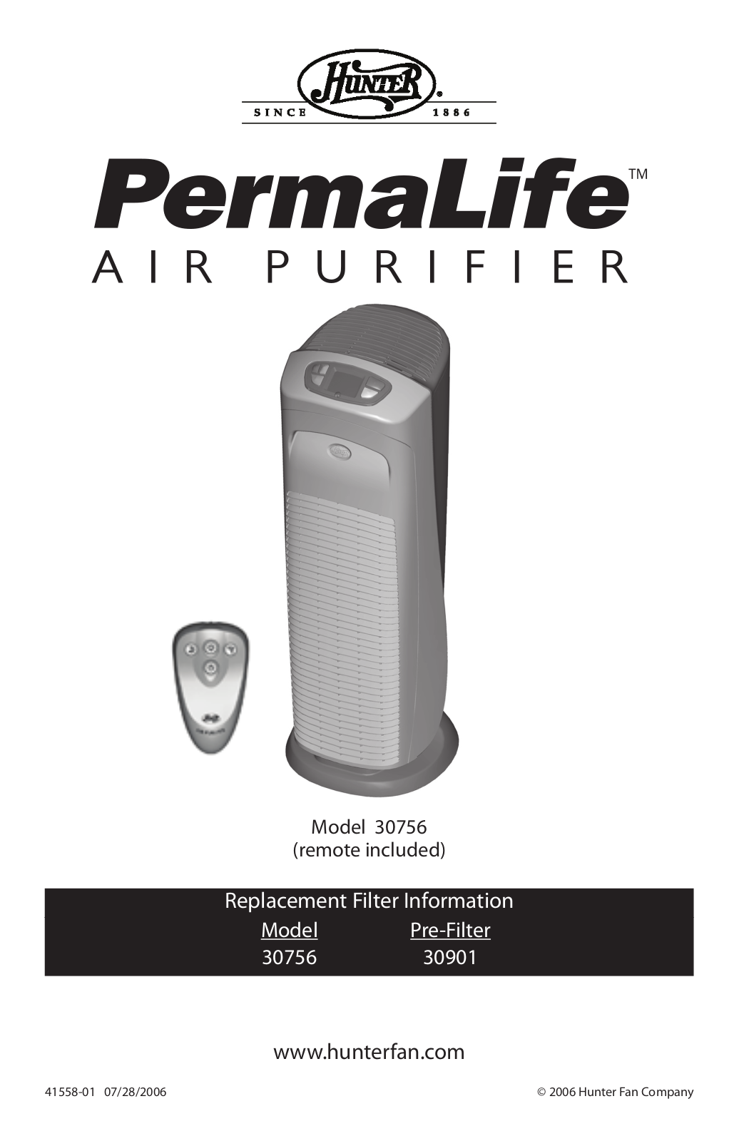 Hunter Fan 30756 User Manual