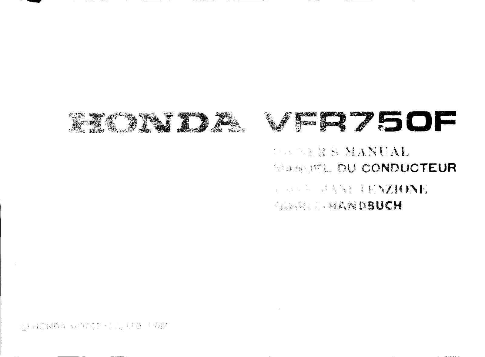 Honda VFR750F 1987 User Manual