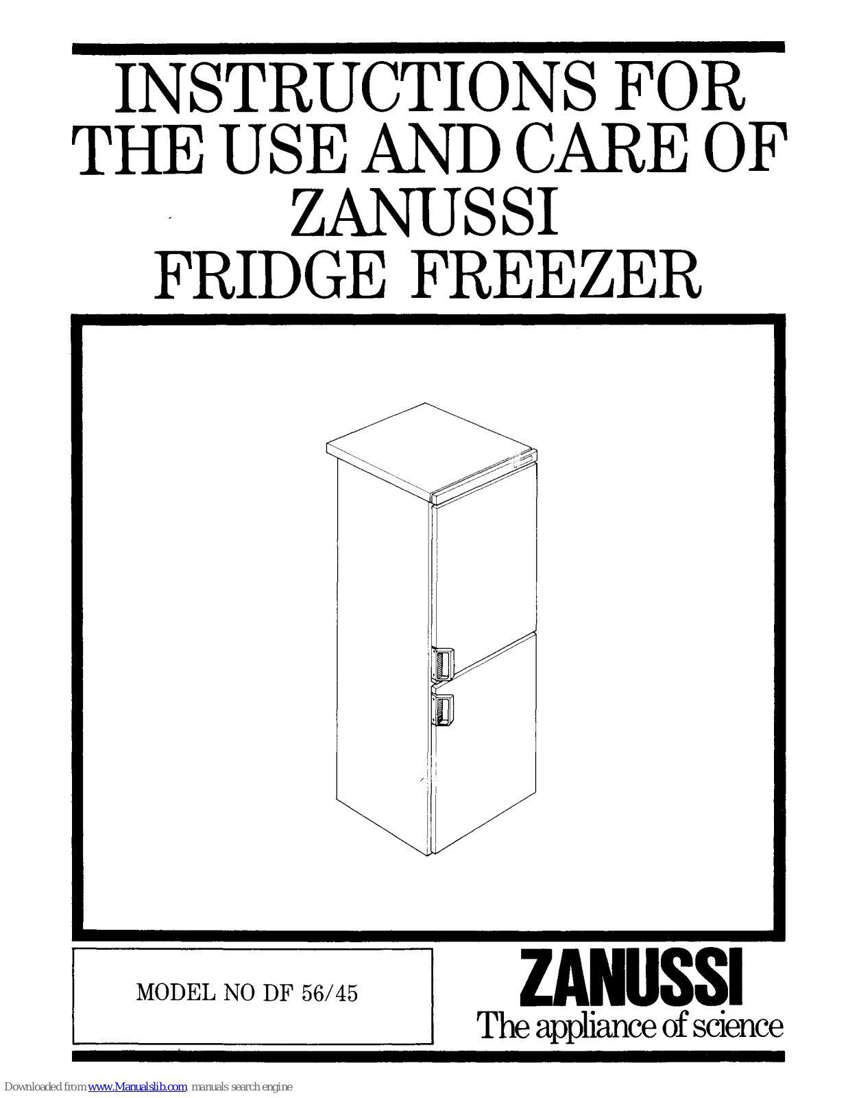 Zanussi DF 56/45 Instruction Booklet