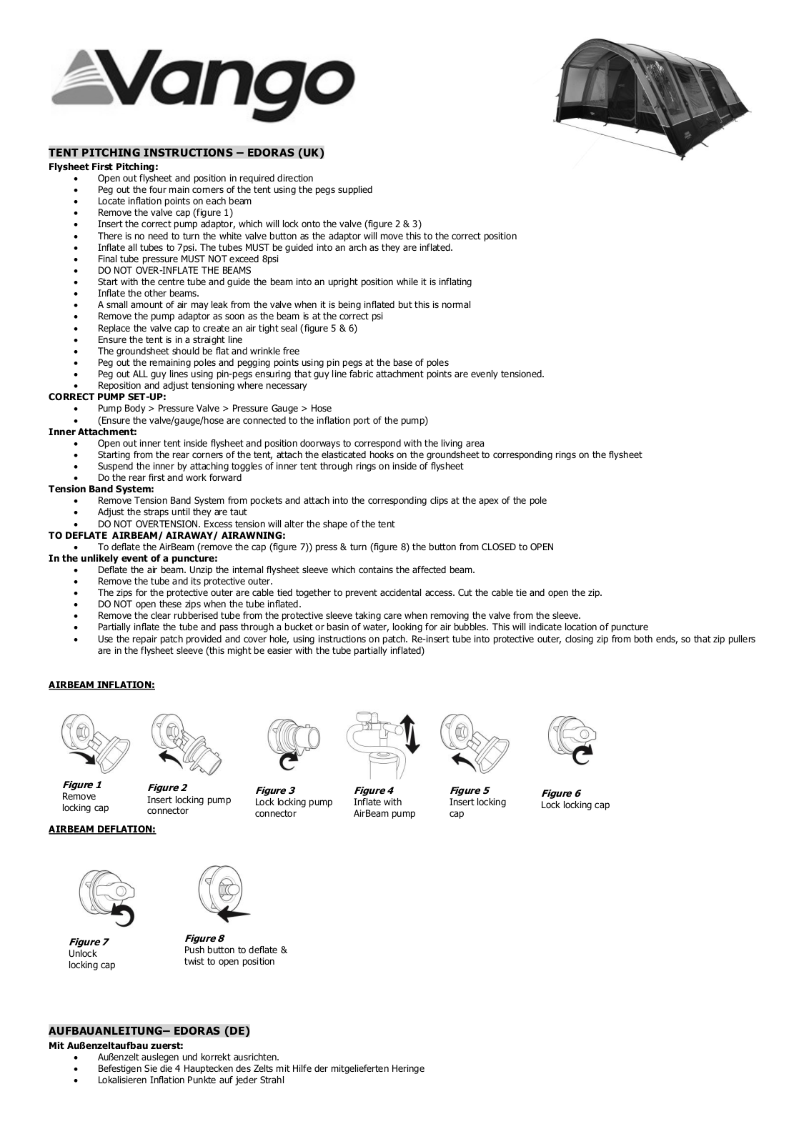 Vango Edoras 400, Edoras 500, Edoras 600XL, Edoras 500XL User Manual