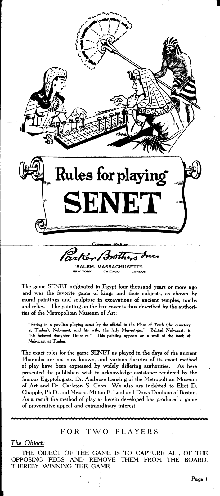 Hasbro SENET User Manual