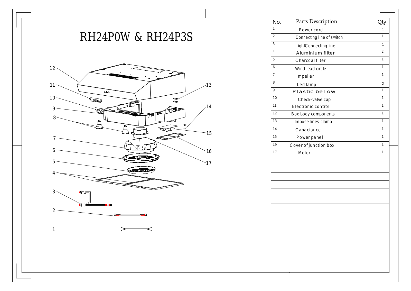 Avanti RH24P3S Parts List