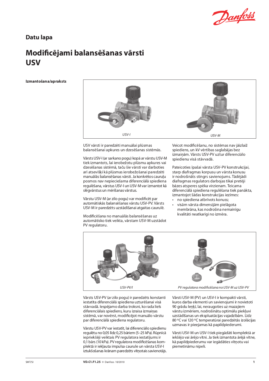 Danfoss USV-I, USV-M Data sheet