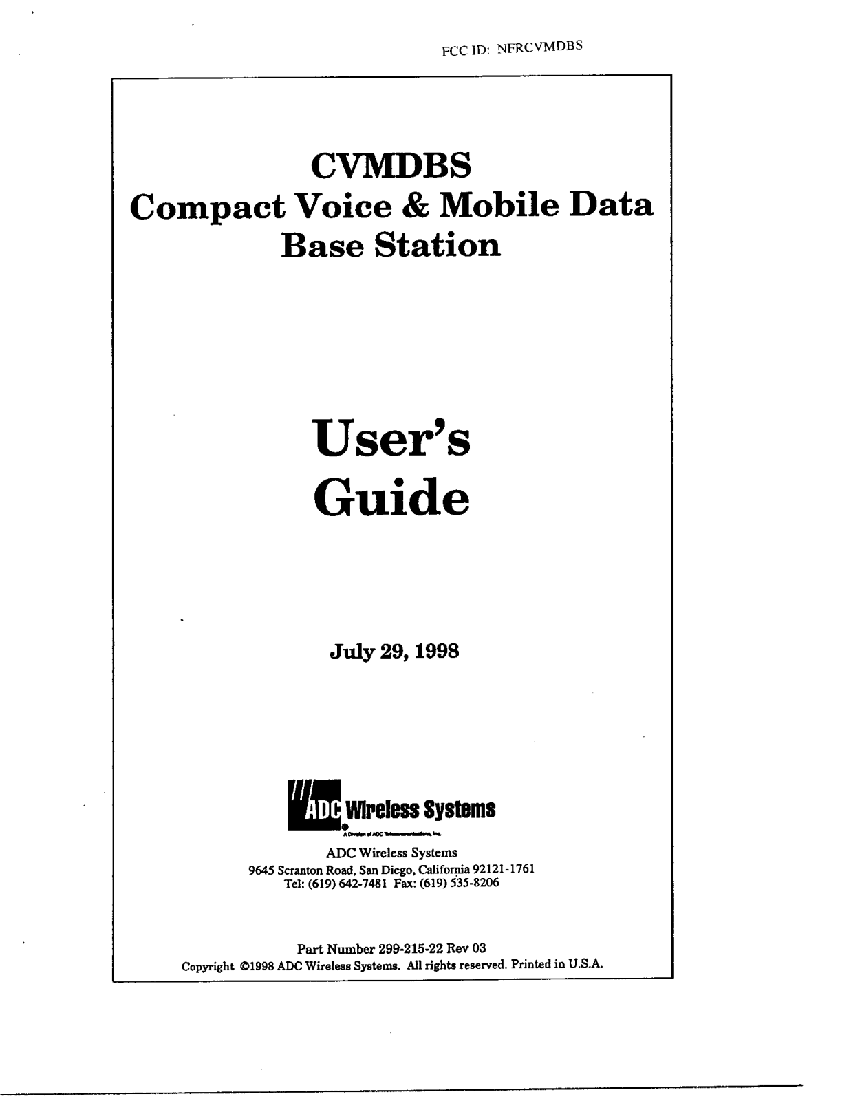 ADC CVMDBS Users Manual