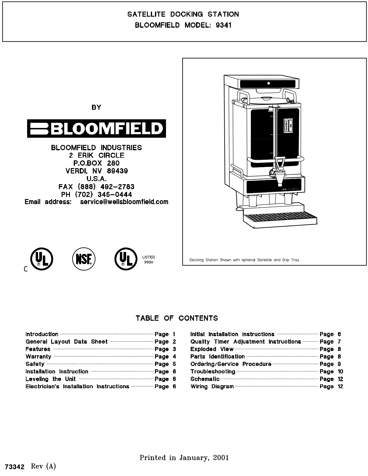 Bloomfield 9431 Service Manual