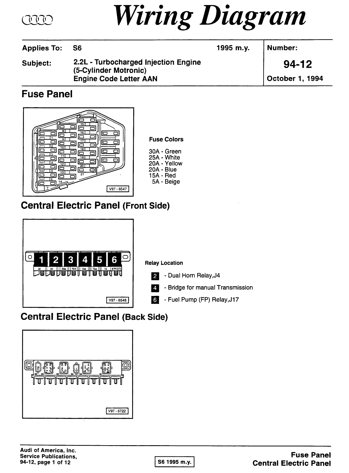 Audi S6 1994 User Manual