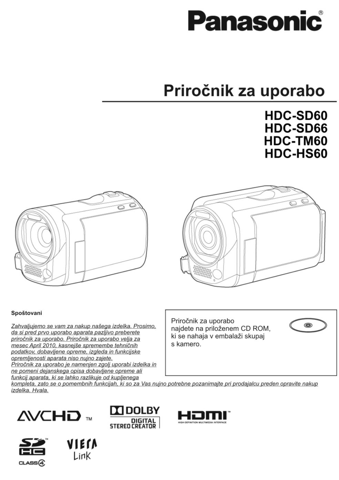 Panasonic HDC-SD66, HDC-SD60, HDC-TM60, HDC-HS60 User Manual