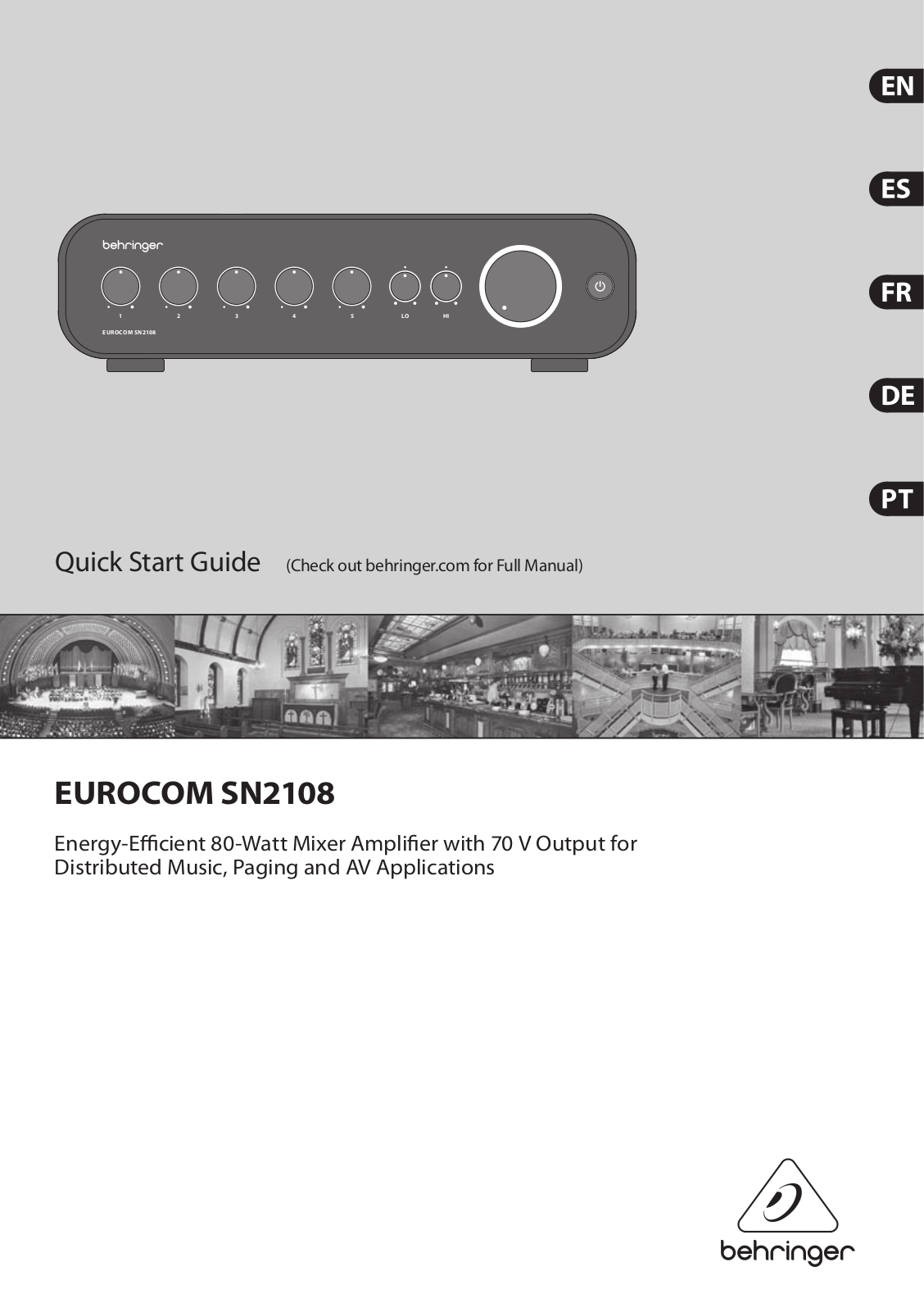 Behringer SN2108 Quick Start Guide