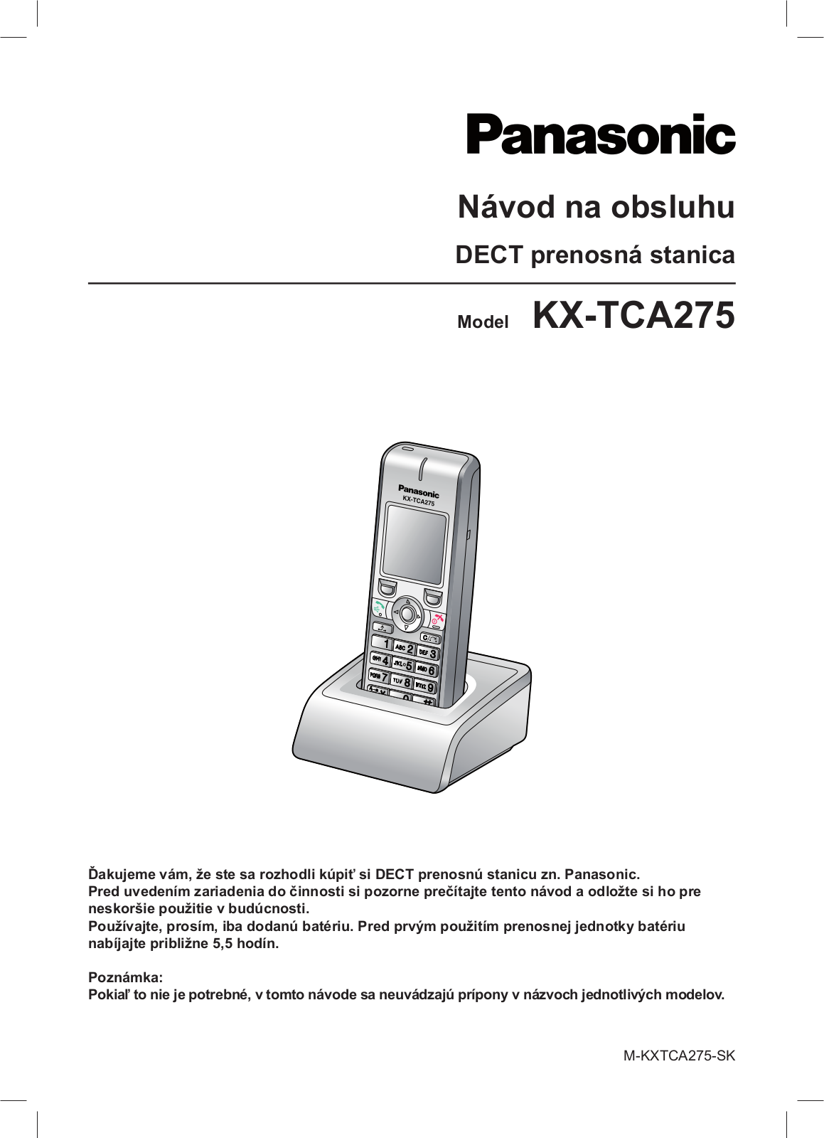 Panasonic KXTCA275 User Manual