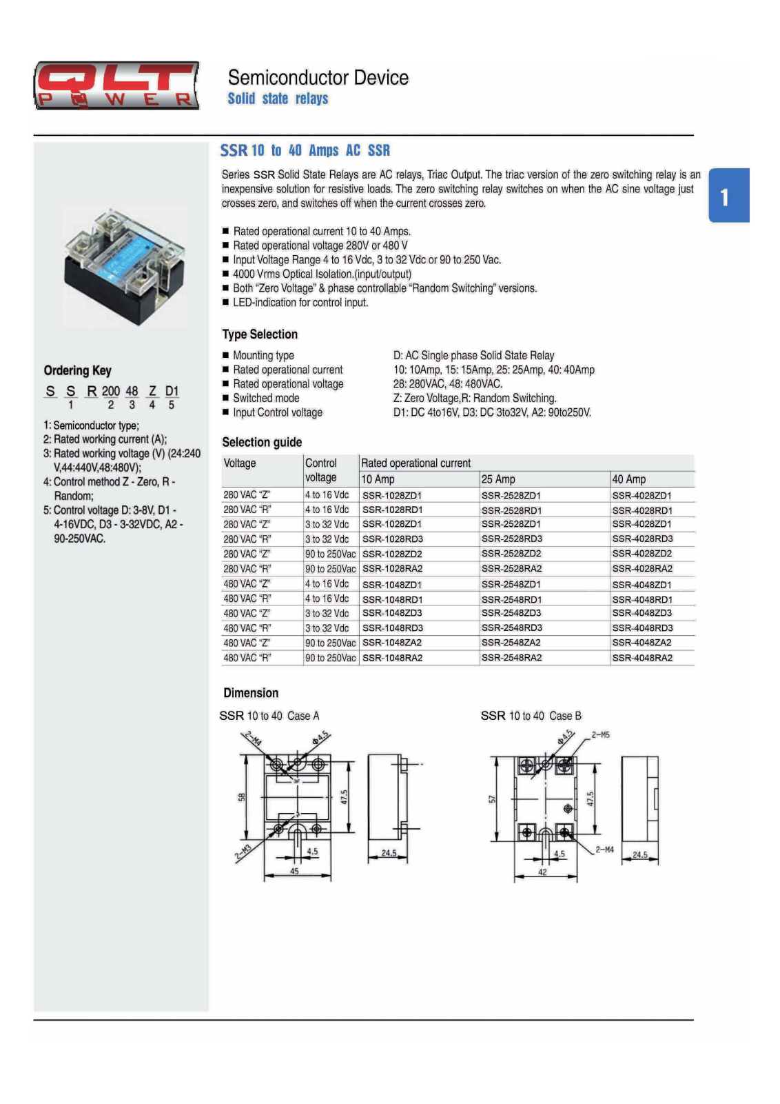 Datasheet SSR4048ZA2, SSR-10048RD3, SSR-10028ZA2 Specification - ManualMachine.com
