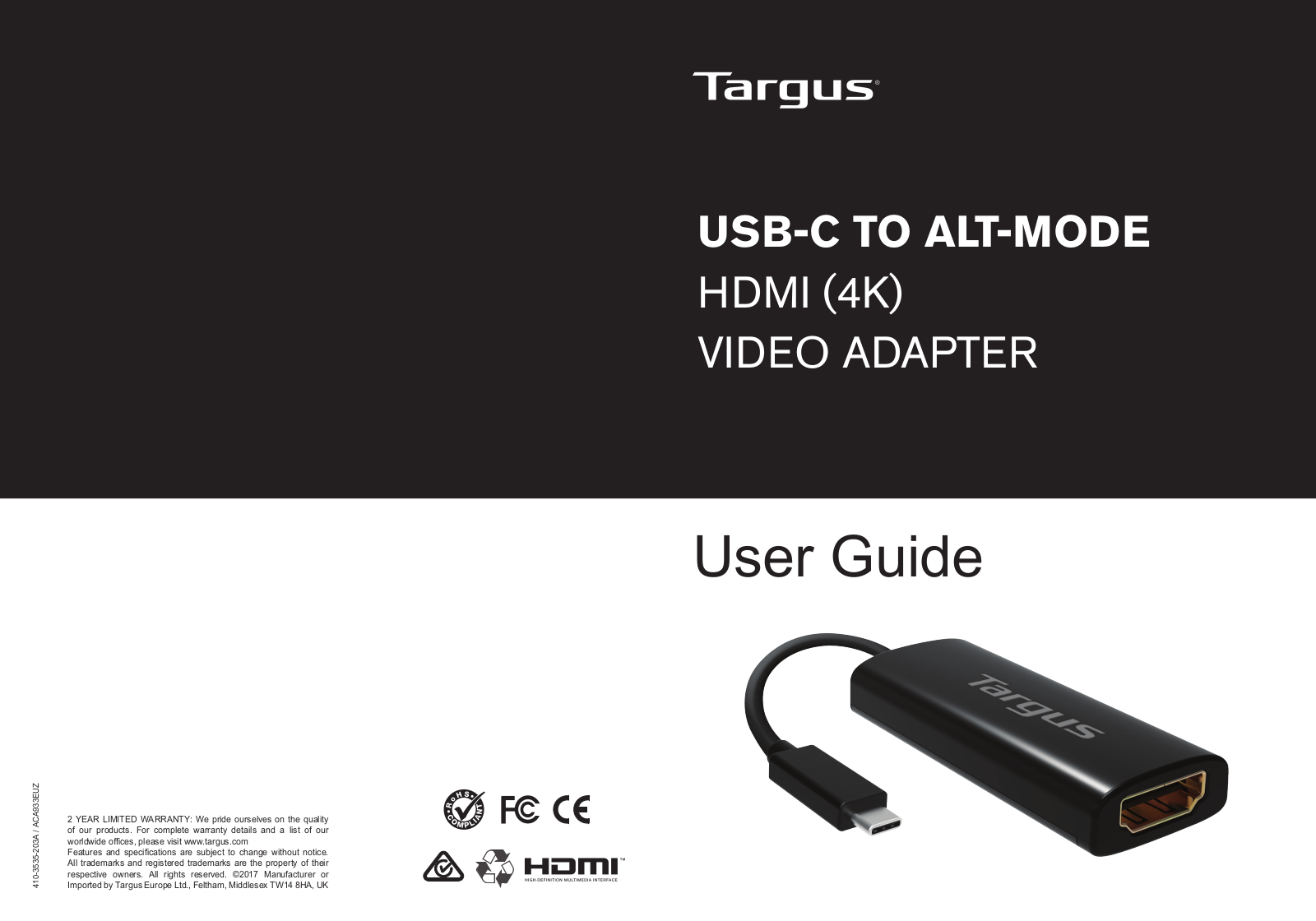 Targus ACA933EU, ACA933, ACA933EUZ User Manual