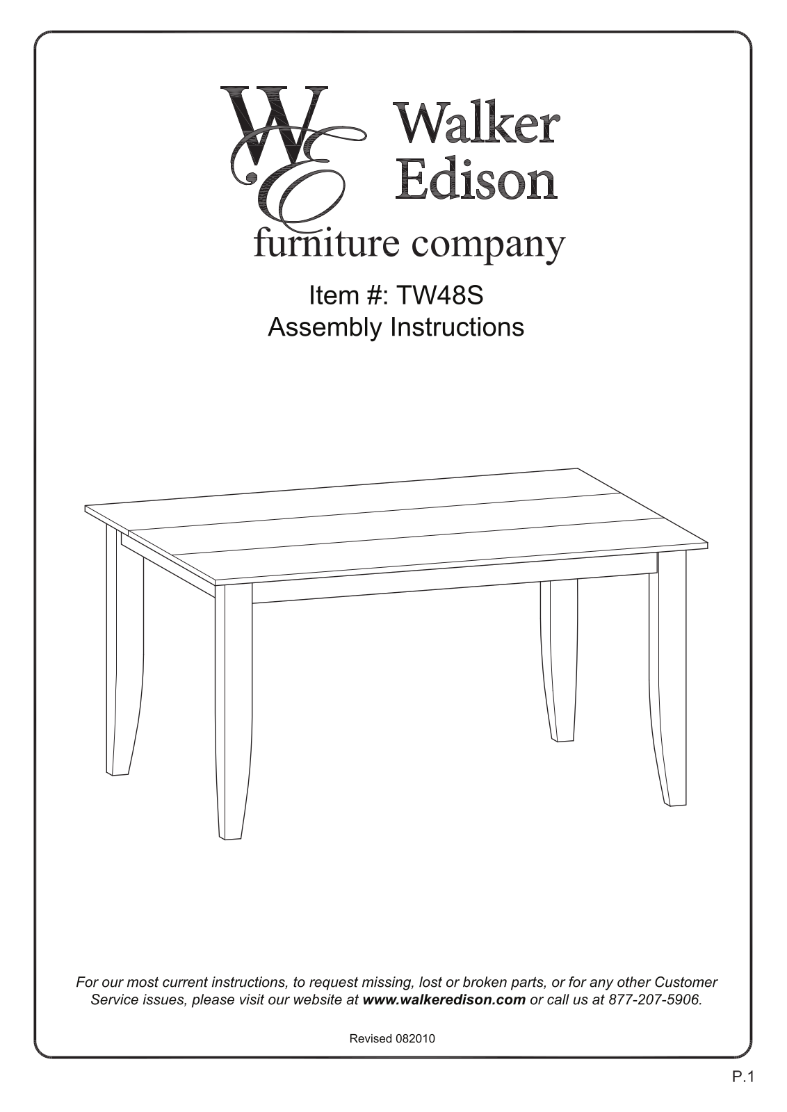 Walker Edison Furniture TW48S User Manual