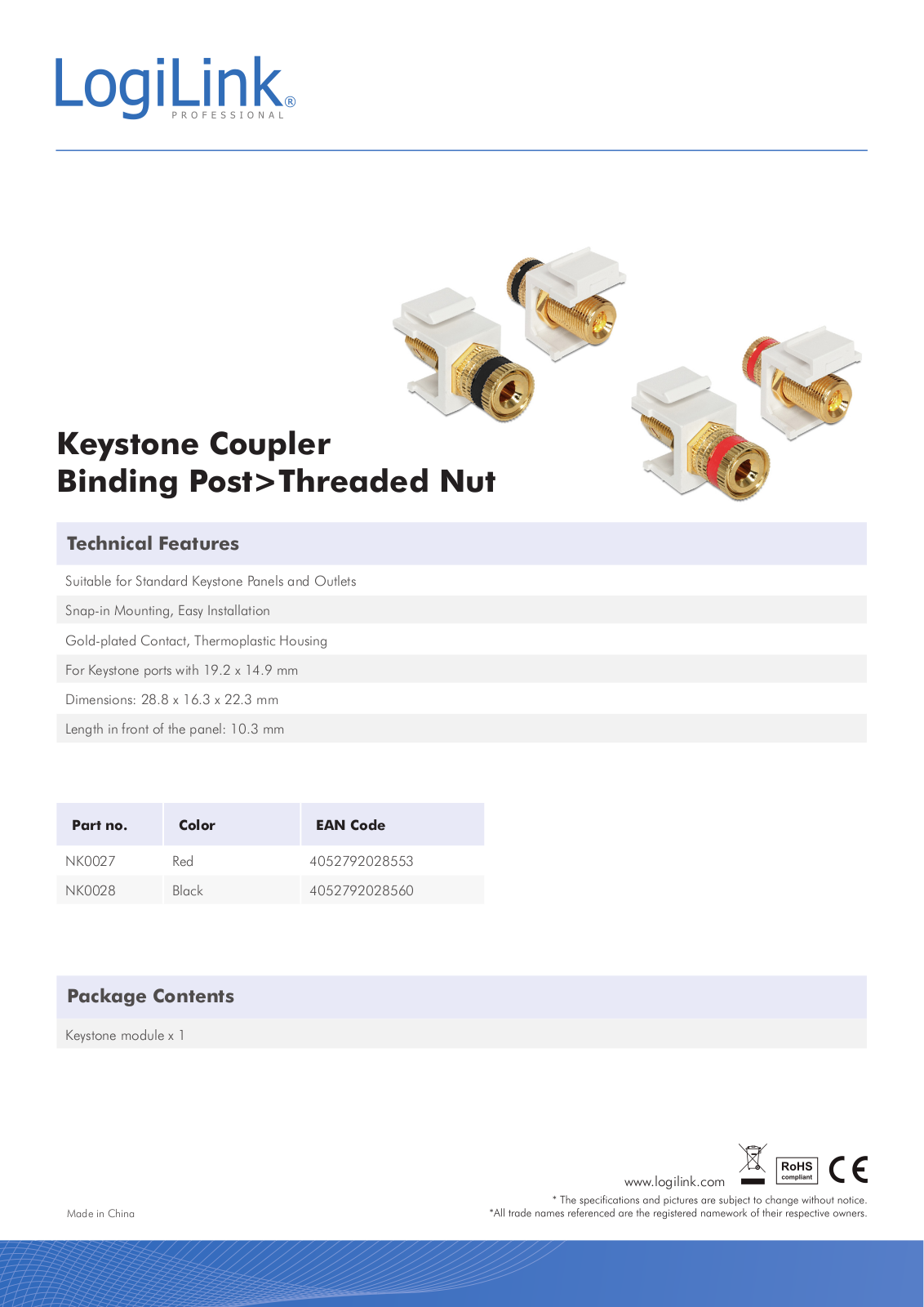 Logilink IWP-ADAP-AUDB, IWP-ADAP-AUDR Datasheet - ManualMachine.com