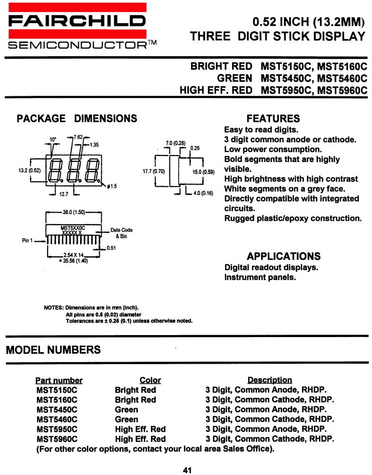 Fairchild Semiconductor MST5950C, MST5450C, MST5150C, MST5160C, MST5960C Datasheet