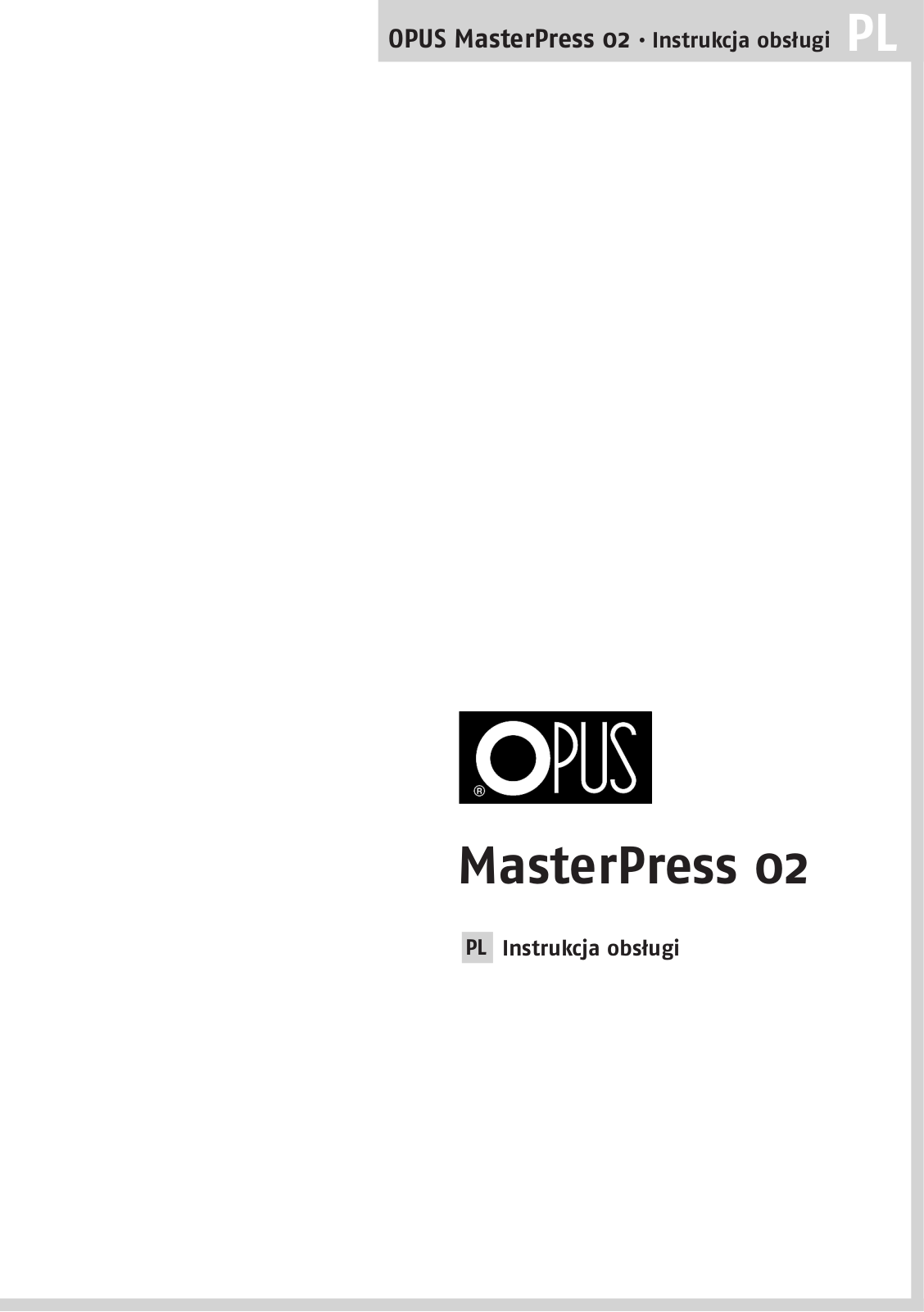 Opus MasterPress 02 User Manual