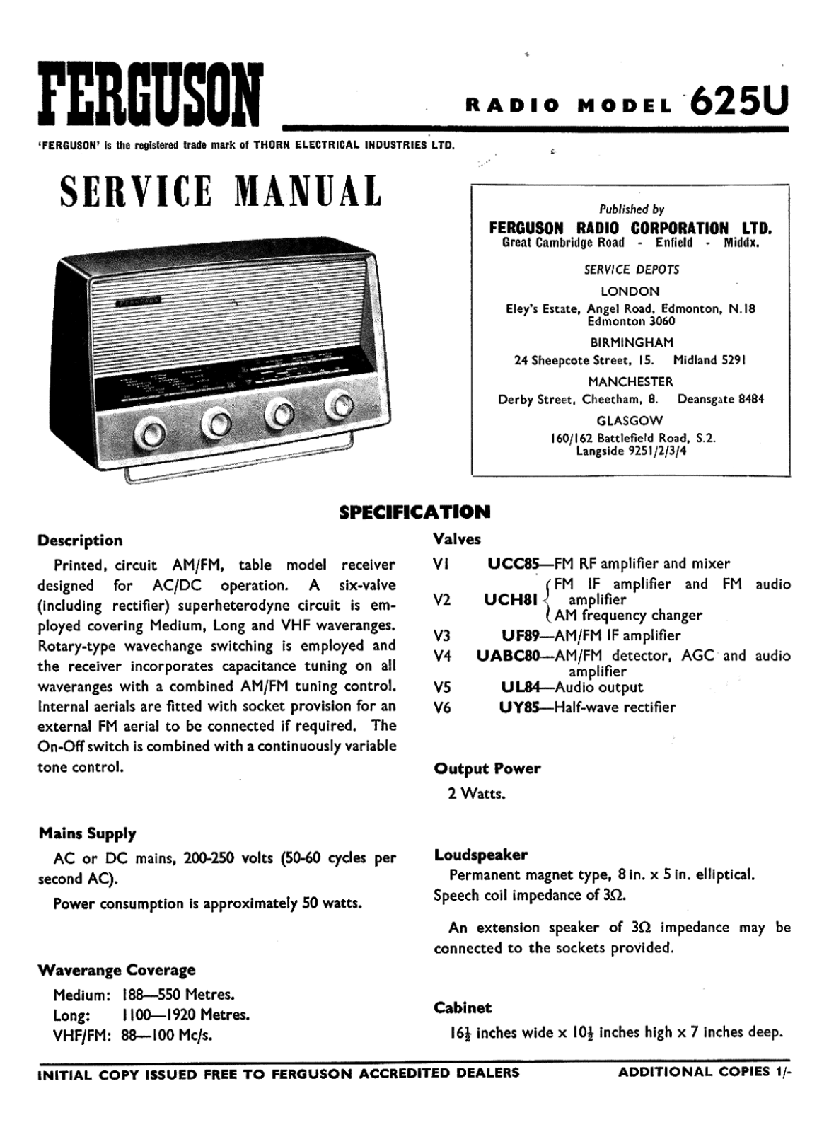 Ferguson 625-U Service manual