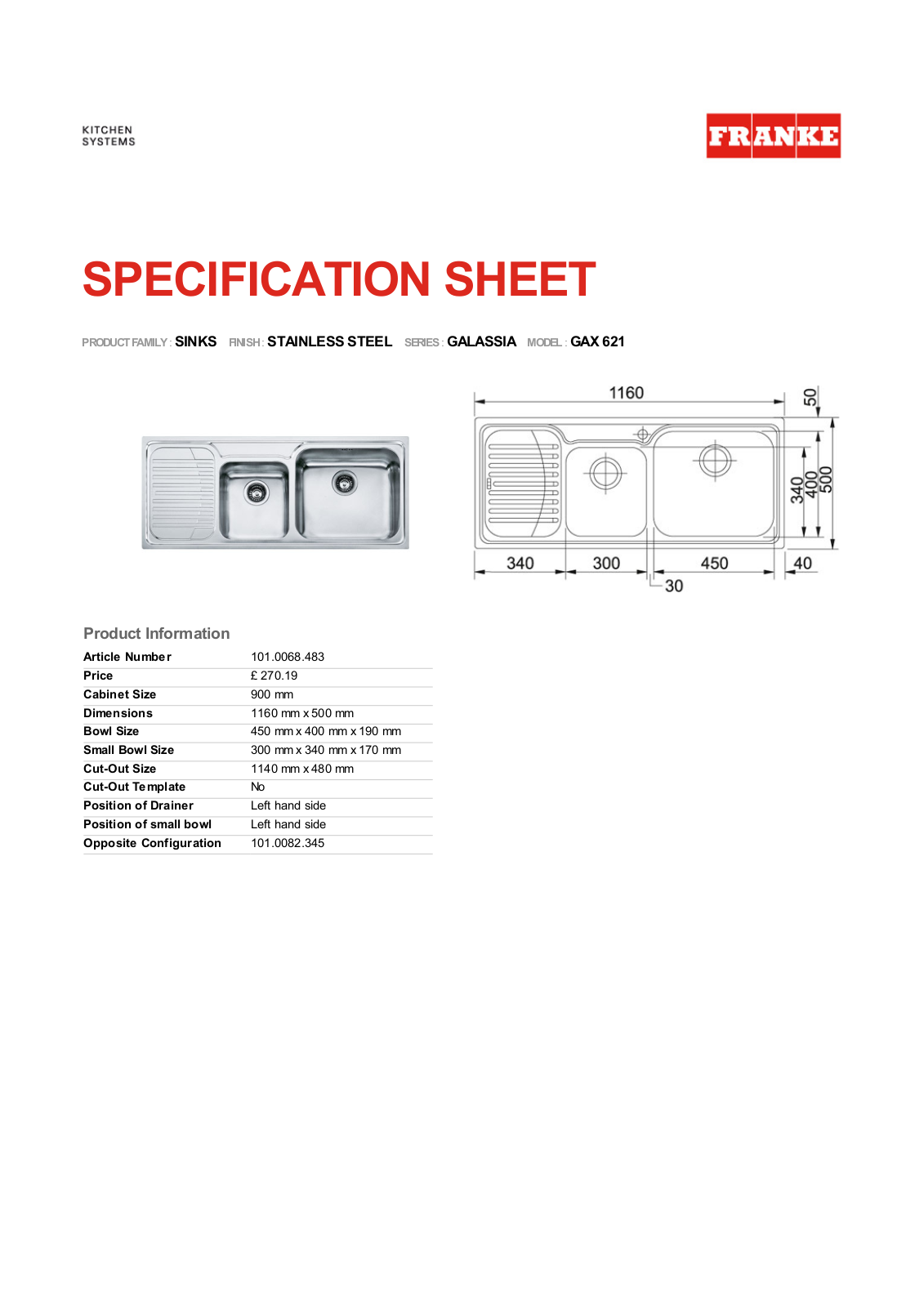 Franke Foodservice GAX 621 User Manual