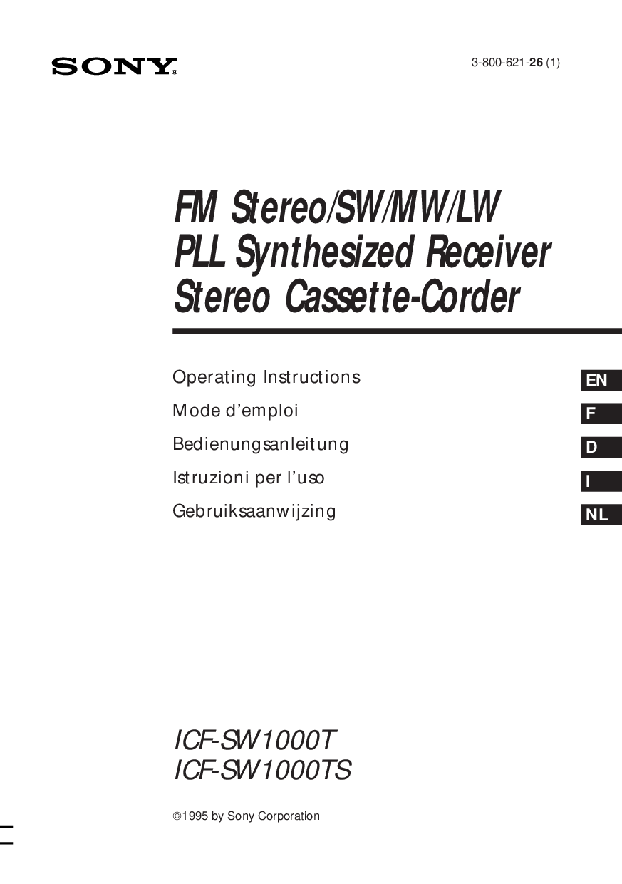Sony ICF-SW1000TS, ICF-SW1000T User Manual