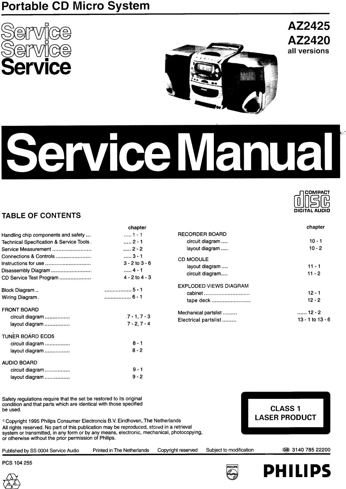 Philips AZ-2425 Service Manual