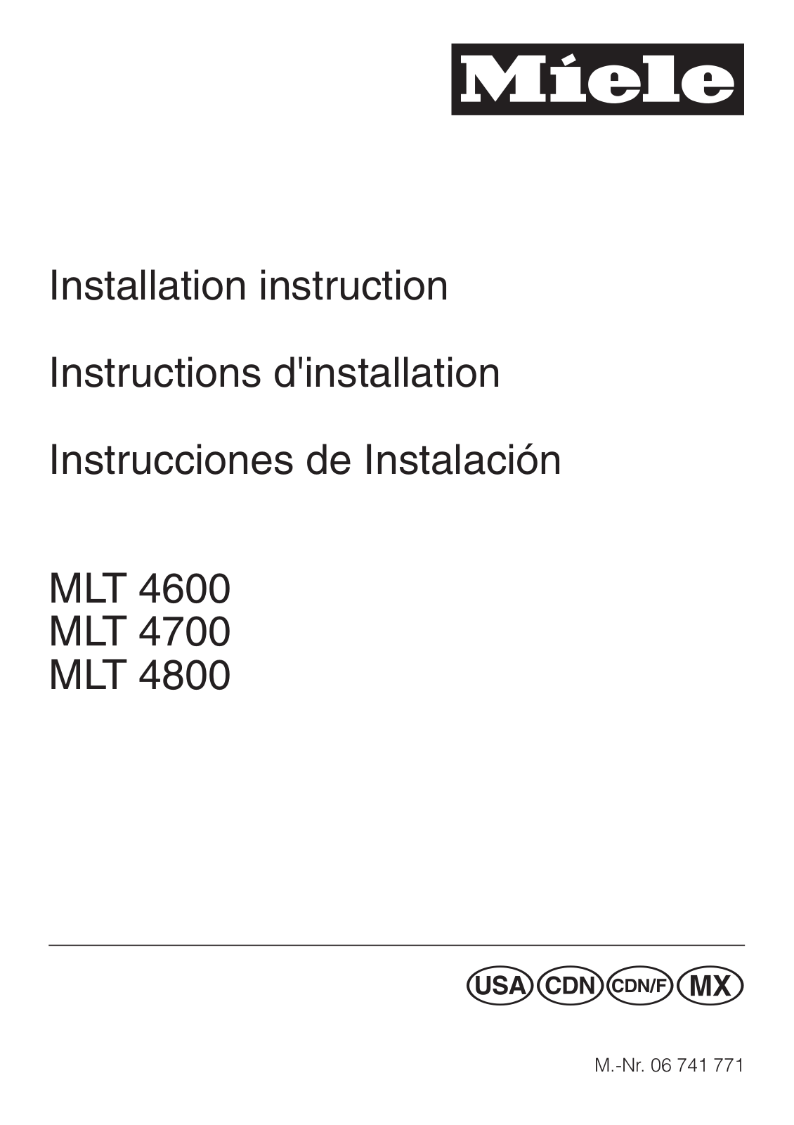 MIELE MLT 4600, MLT 4700, MLT 4800 User Manual