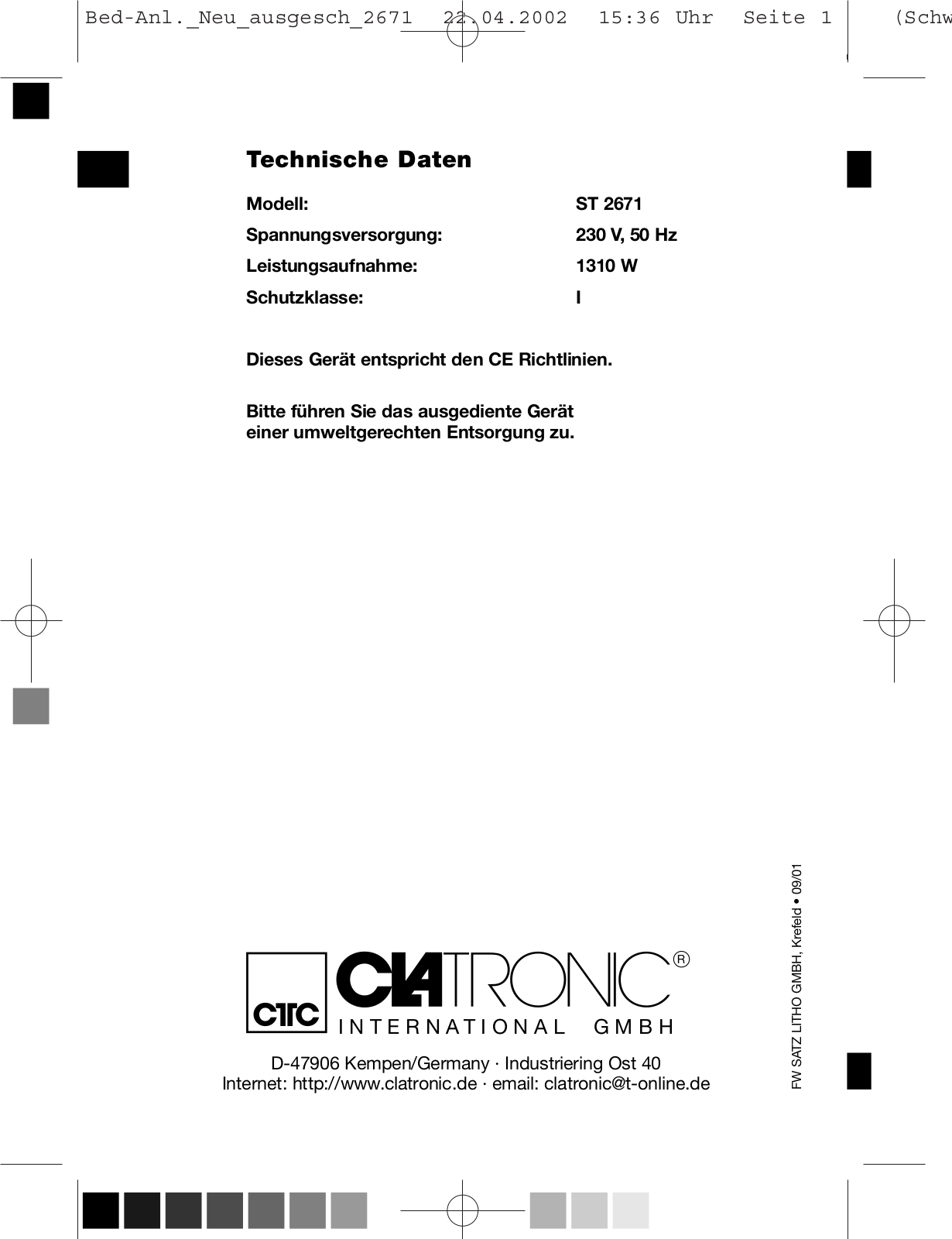 Clatronic ST 2671 User Manual