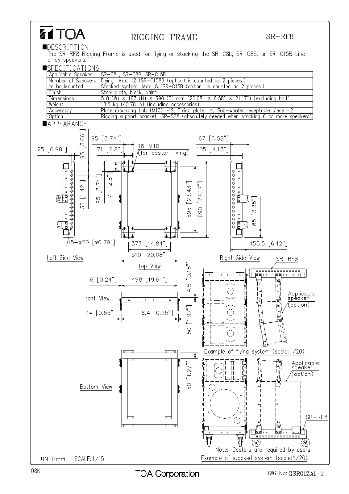 TOA SR-RF8 User Manual