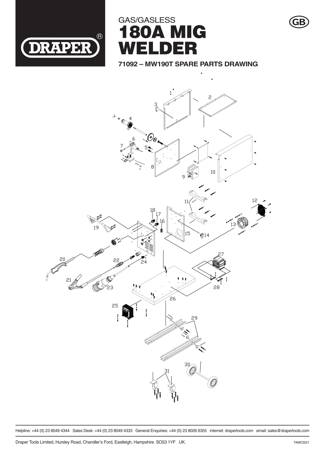 Draper Tools 71092 Parts Listing - ManualMachine.com