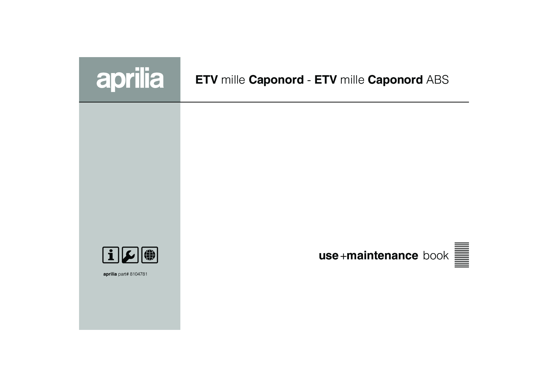 Aprilia ETV MILLE CAPONORD, ETV MILLE CAPONORD ABS User Manual 2006