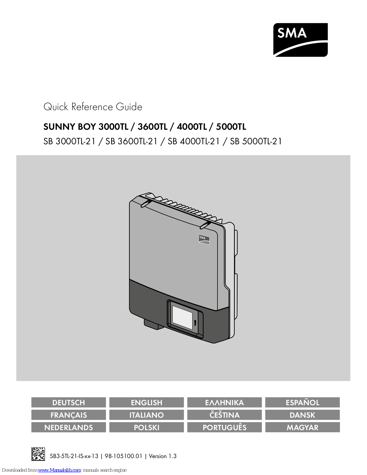 SMA sunny boy 3000TL,sunny boy 3600TL,sunny boy 4000TL,sunny boy 5000TL Quick Reference Manual