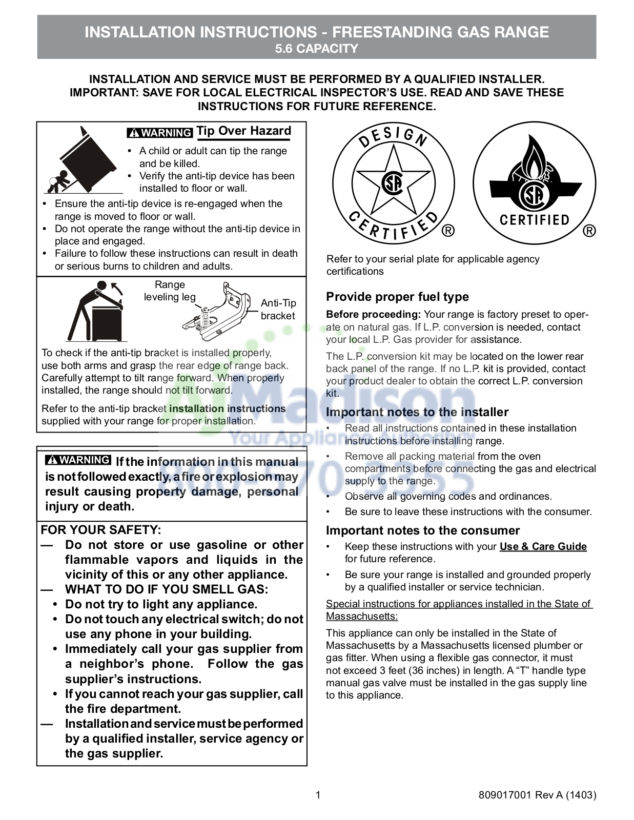 Frigidaire FRRERADWMW10553 Installation manual