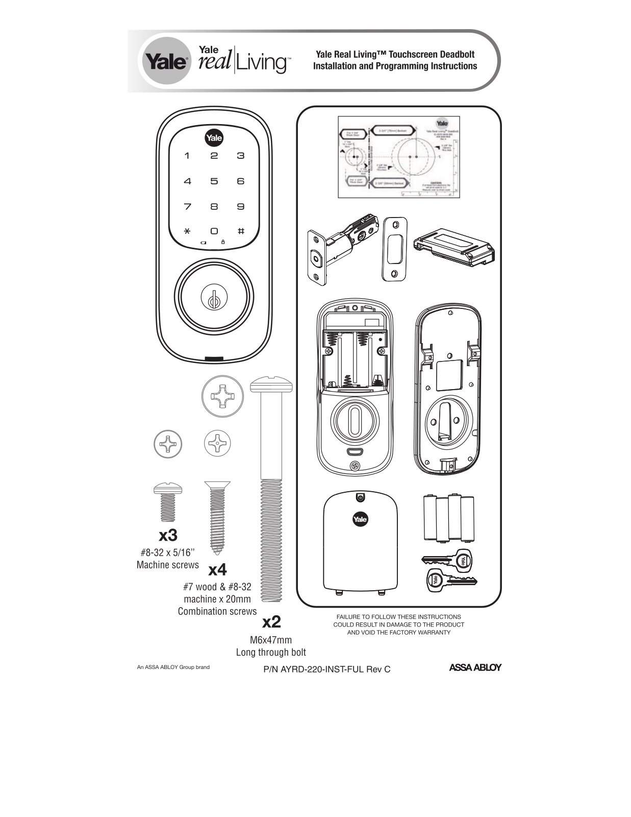 Yale YRD220NR605 User Manual