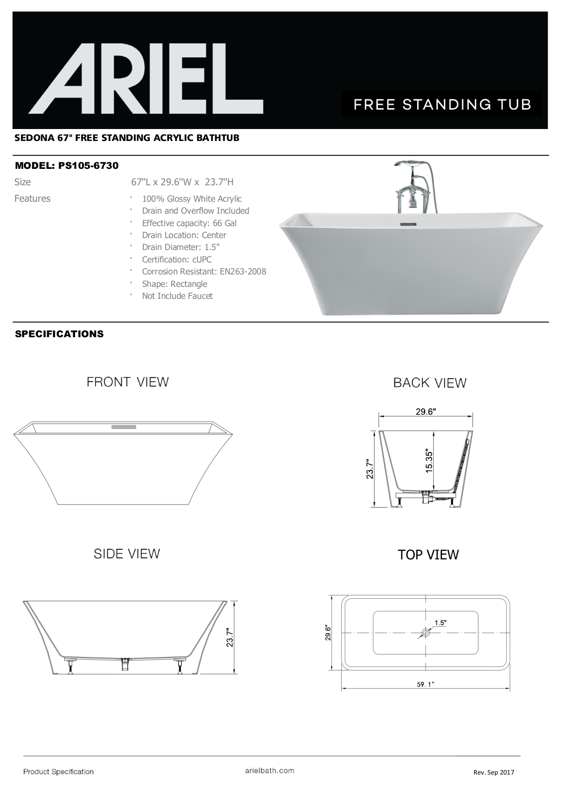 Ariel Bath ZZB1348 Specifications - ManualMachine.com