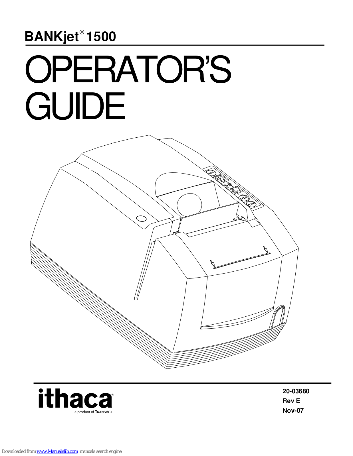 TransAct BANKjet 1500, Ithaca BANKjet 1500 Operator's Manual