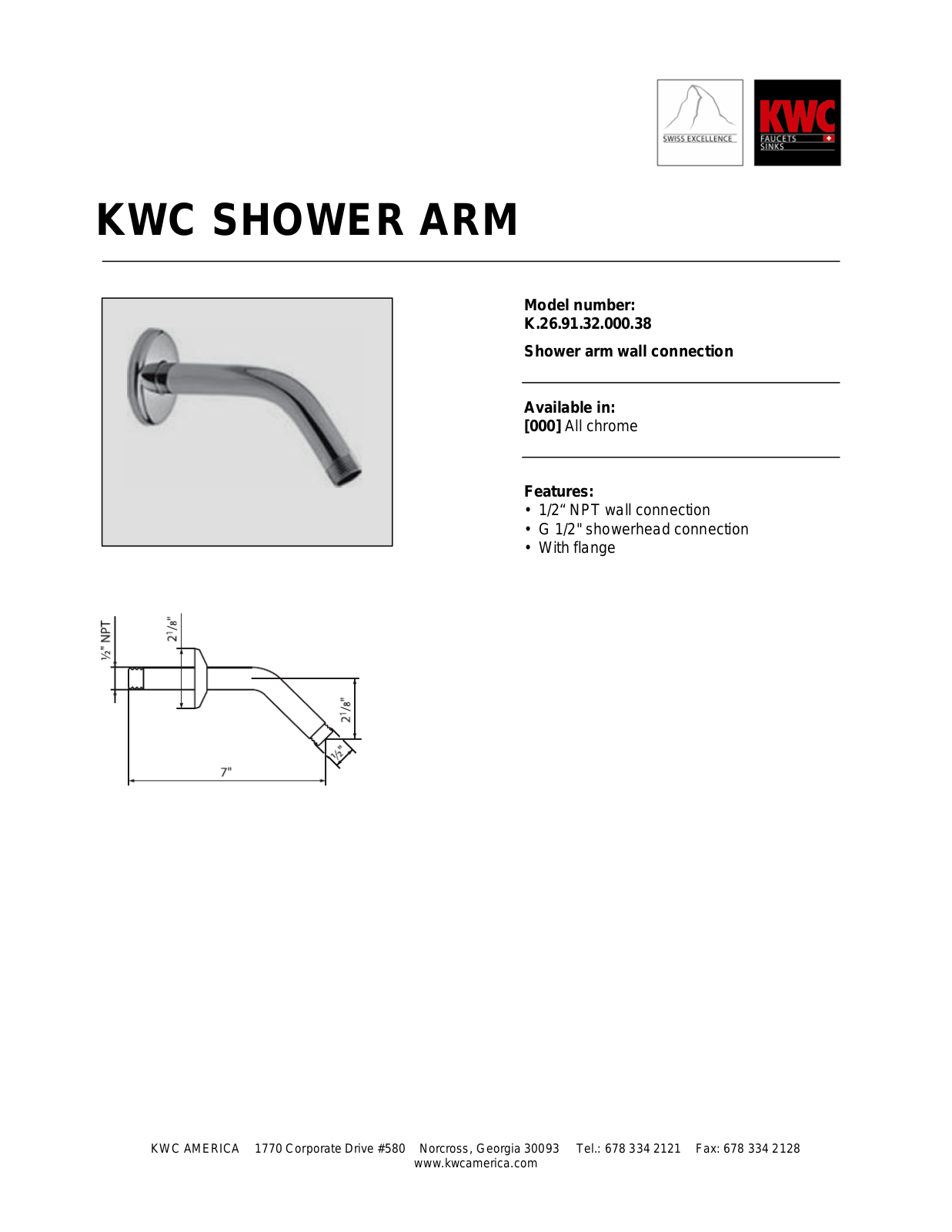 KWC Shower Arm User Manual - ManualMachine.com