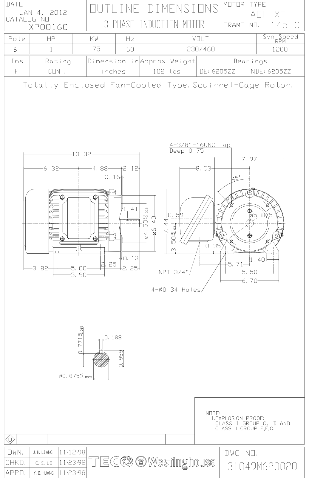 Teco XP0016C Reference Drawing