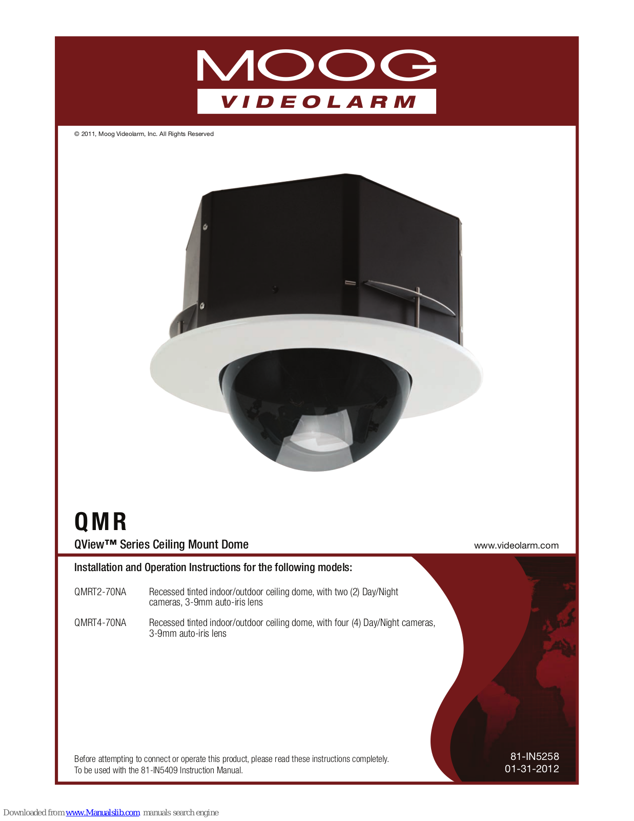 Moog Videolarm QMR, QView QMRT2-70NA, QView QMRT4-70NA Installation And Operation Instructions Manual