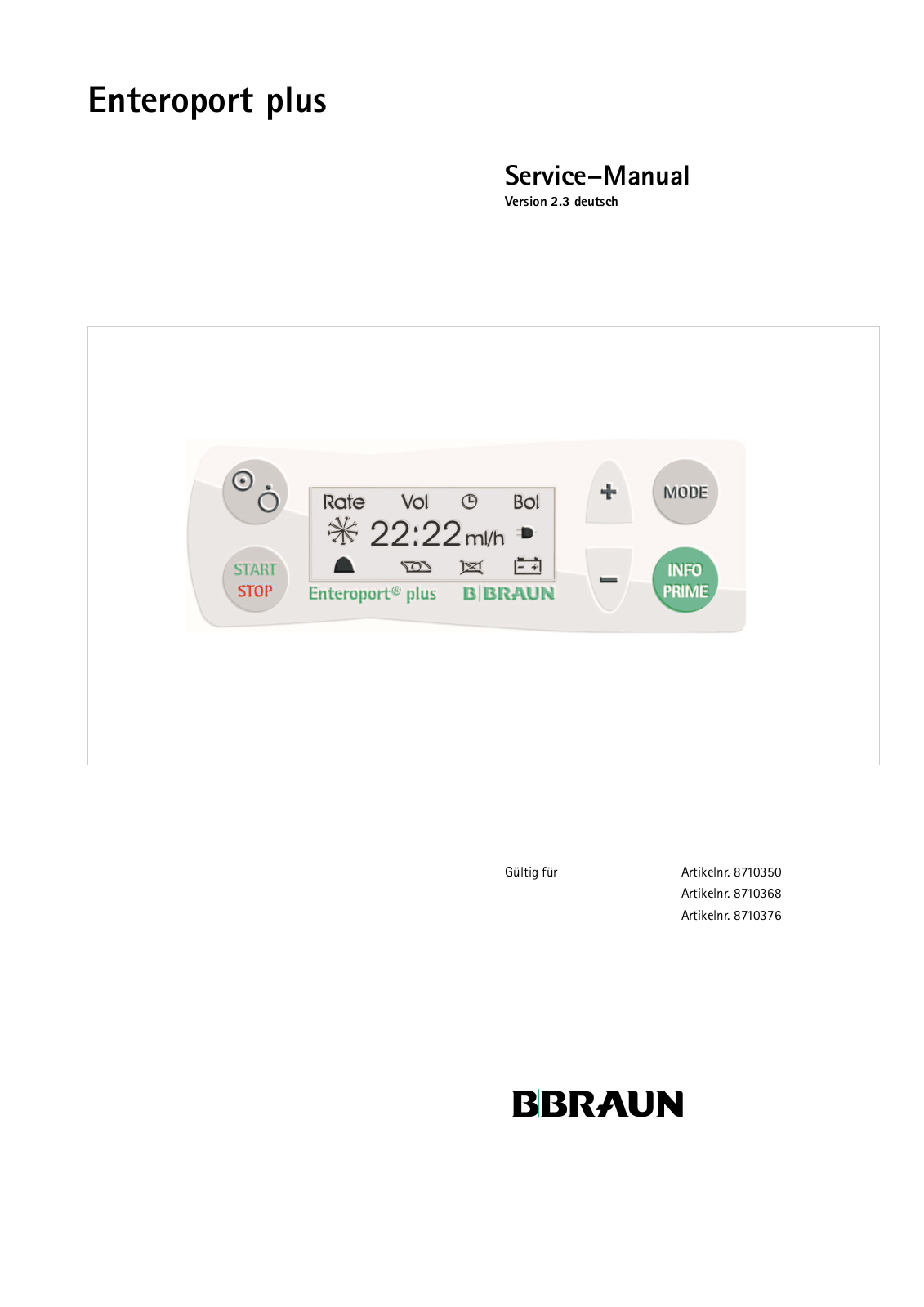 B Braun Enteroport Plus User manual