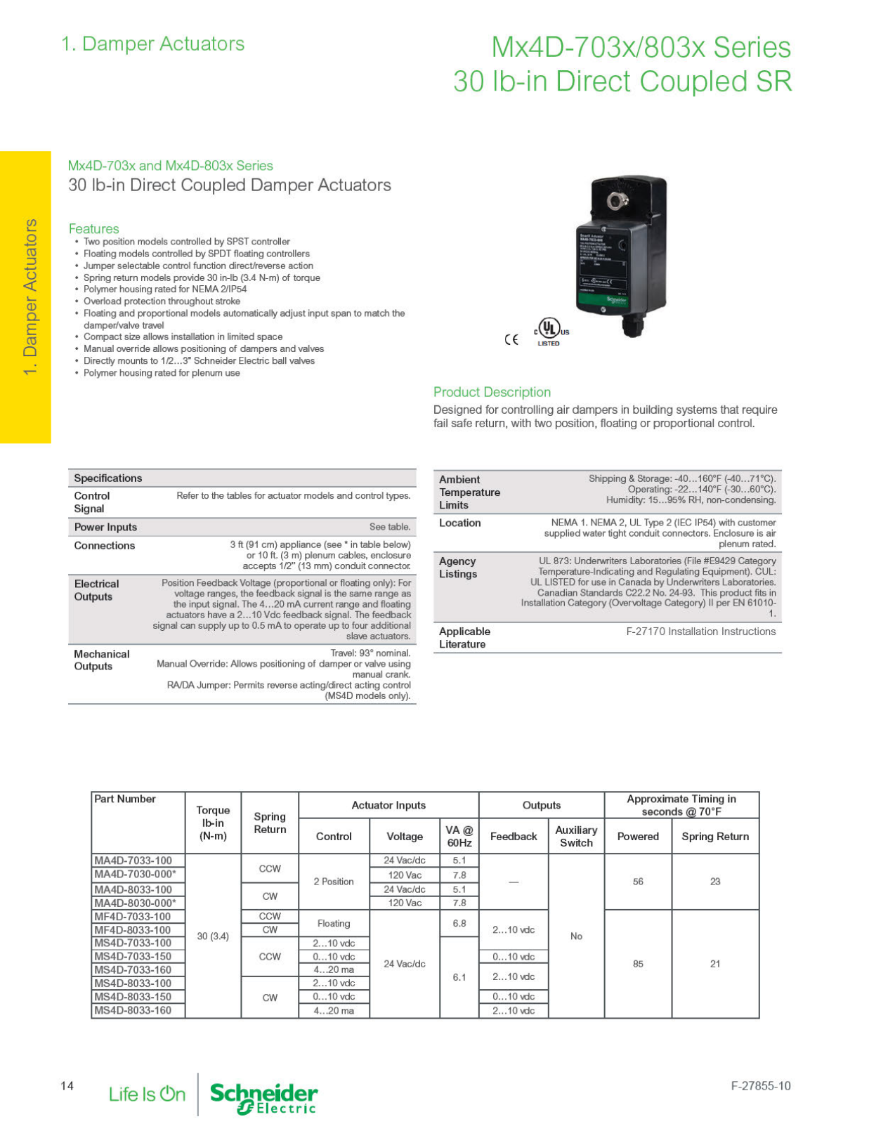 Schneider Electric MA4D-7030 Catalog Page