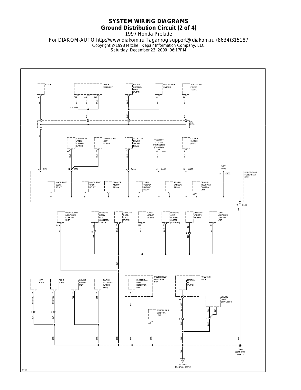 Honda Prelude 1997-1999 Wire Diagrams  17481