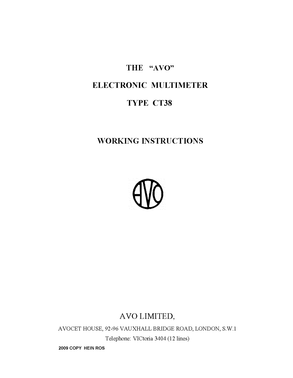 AVO CT38 Service Manual