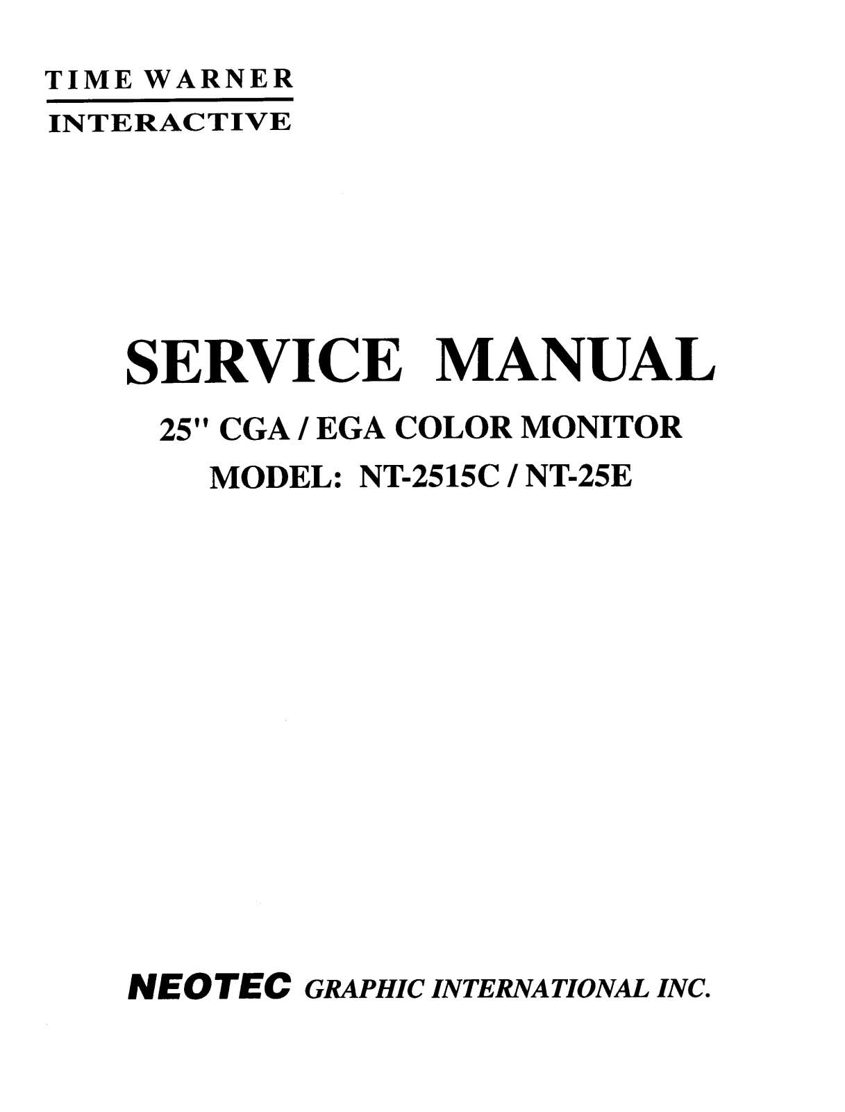 Neotec NT-2515C, NT-25E, EGA-CGA User Guide