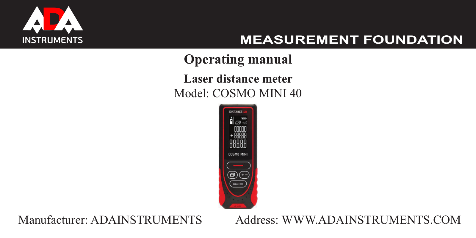 ADA INSTRUMENTS COSMO MINI 40 User Manual