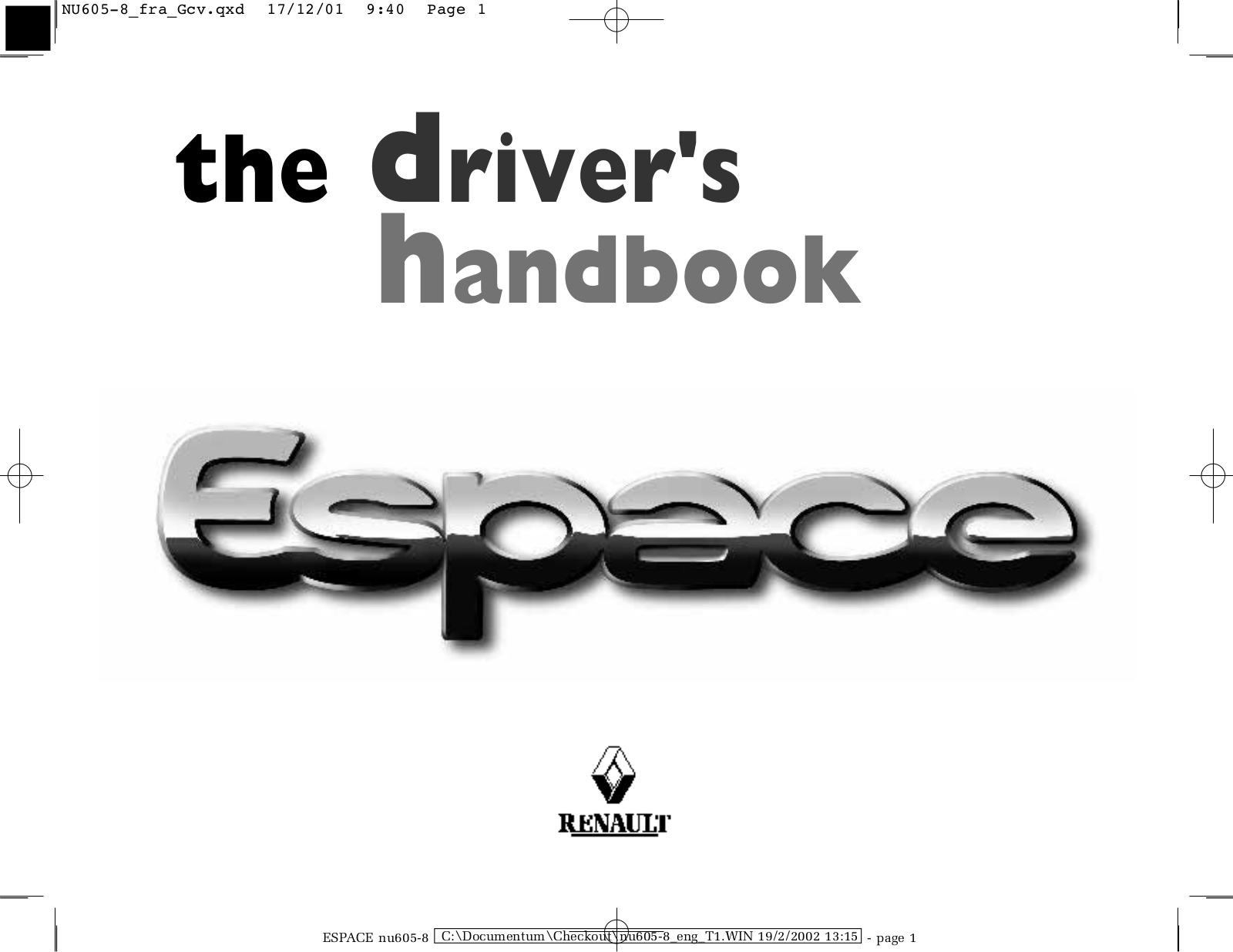 Renault ESPACE 2002 Owner Manual