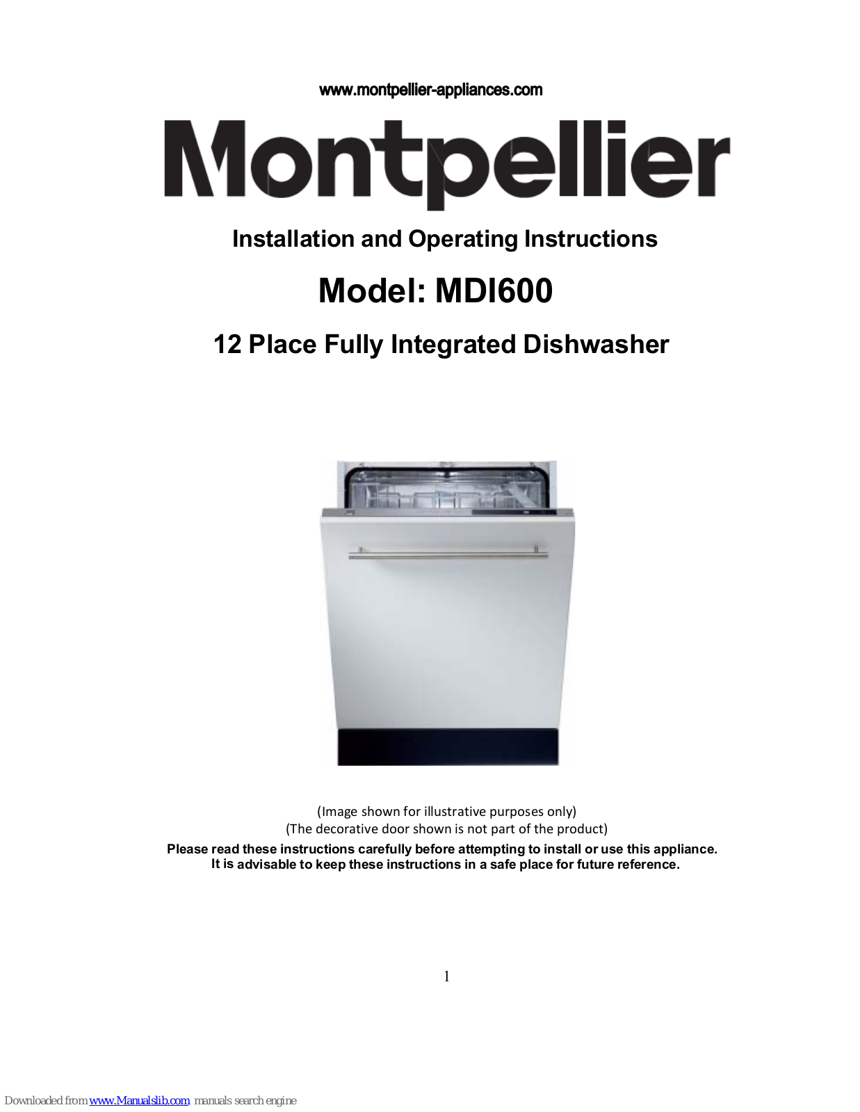 montpellier MDI600 Installation And Operating Instructions Manual