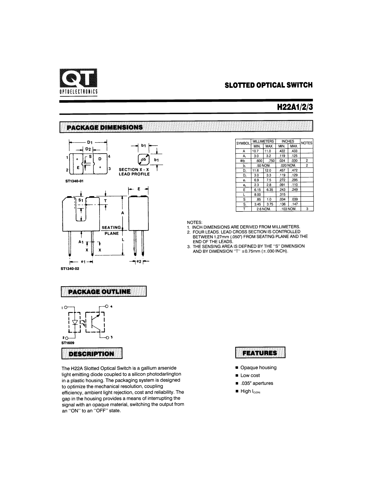 QT H22A1, H22A3 Datasheet