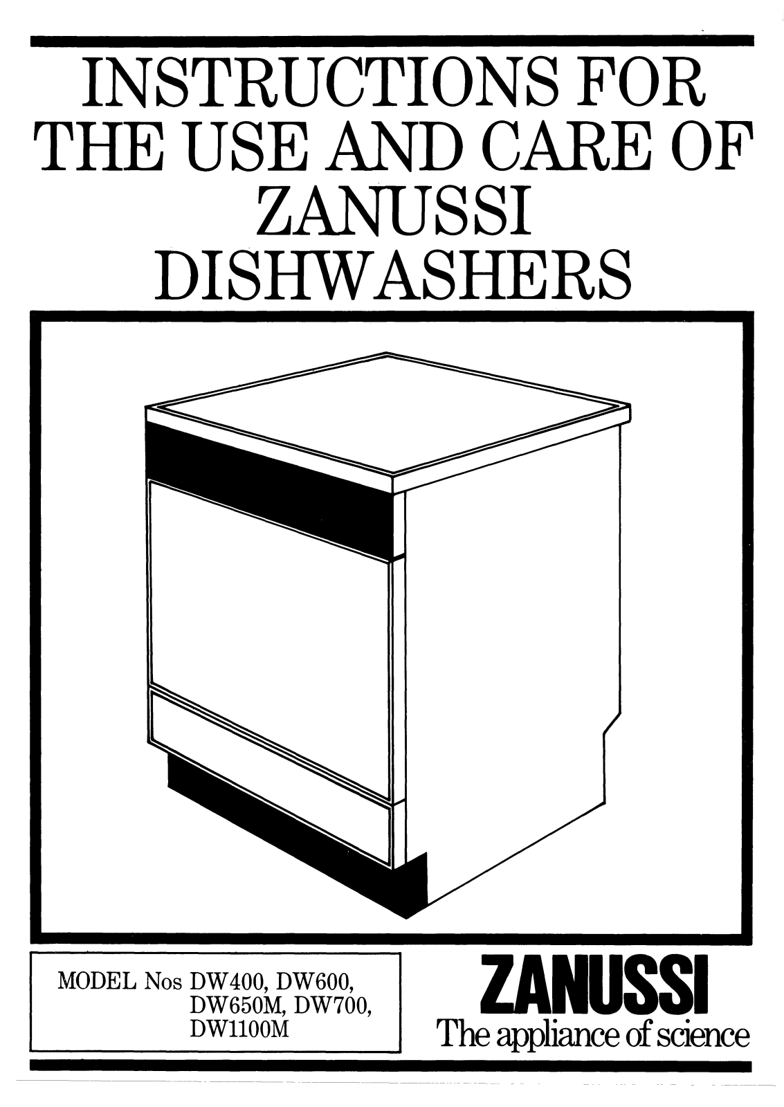 Zanussi DW1100M, DW700, DW650M, DW600, DW400 User Manual