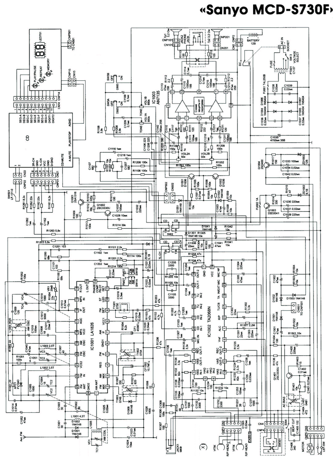 Sanyo MCDS-730-F Schematic