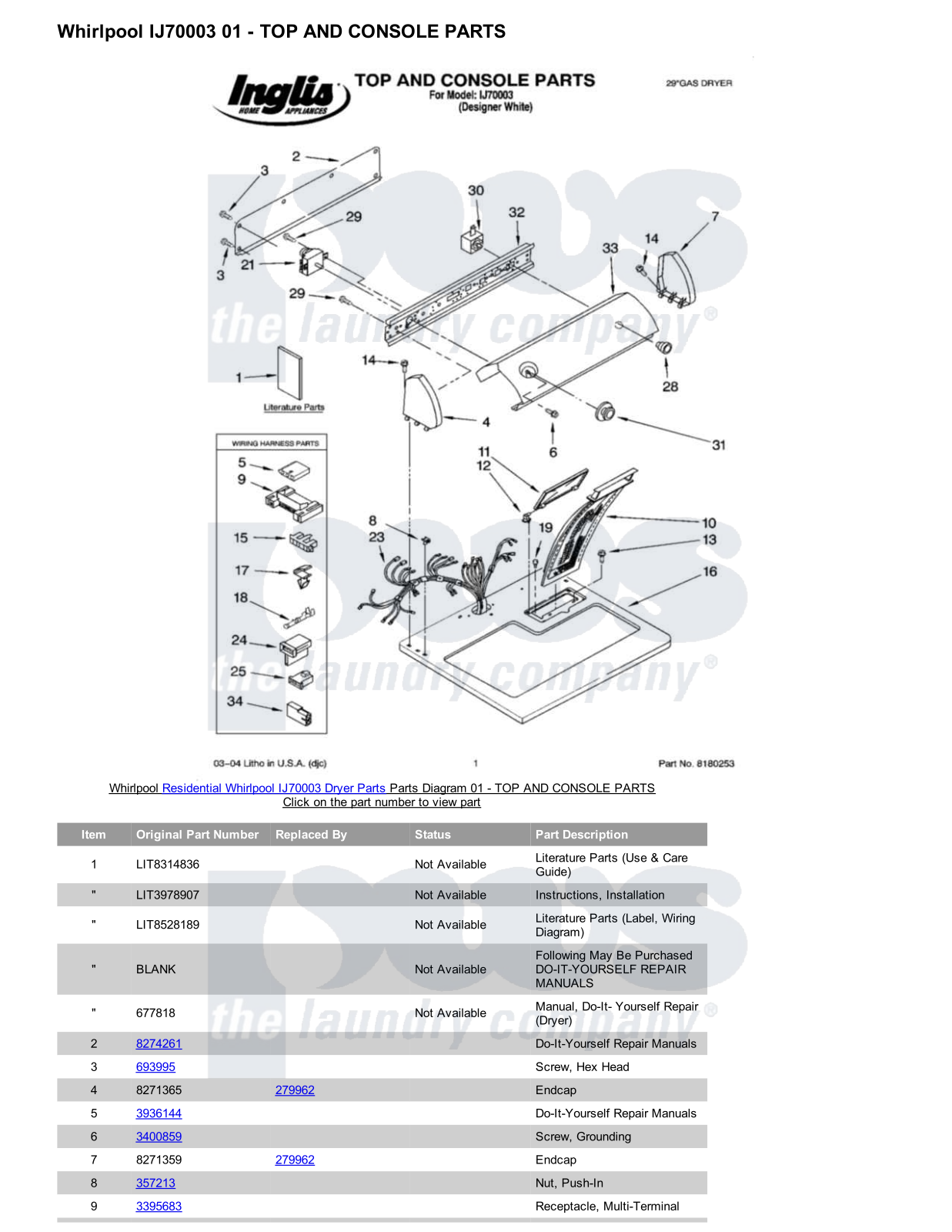 Whirlpool IJ70003 Parts Diagram