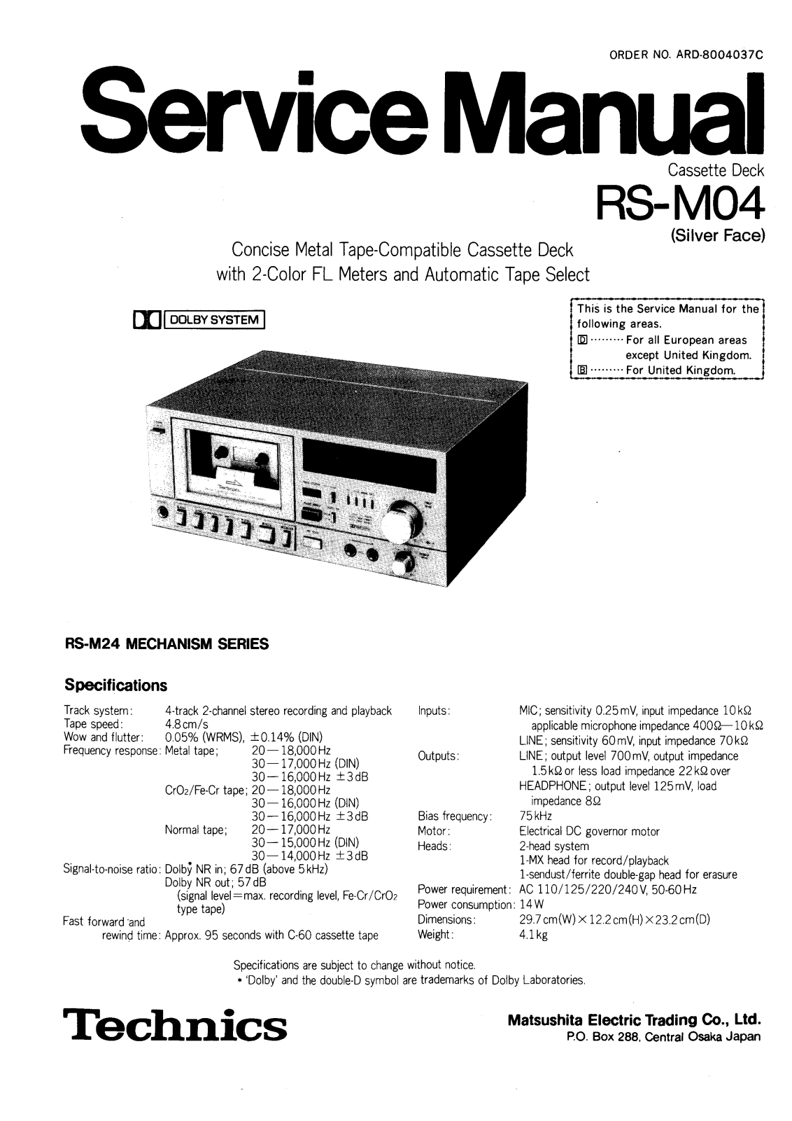 Technics RSM-04 Service manual